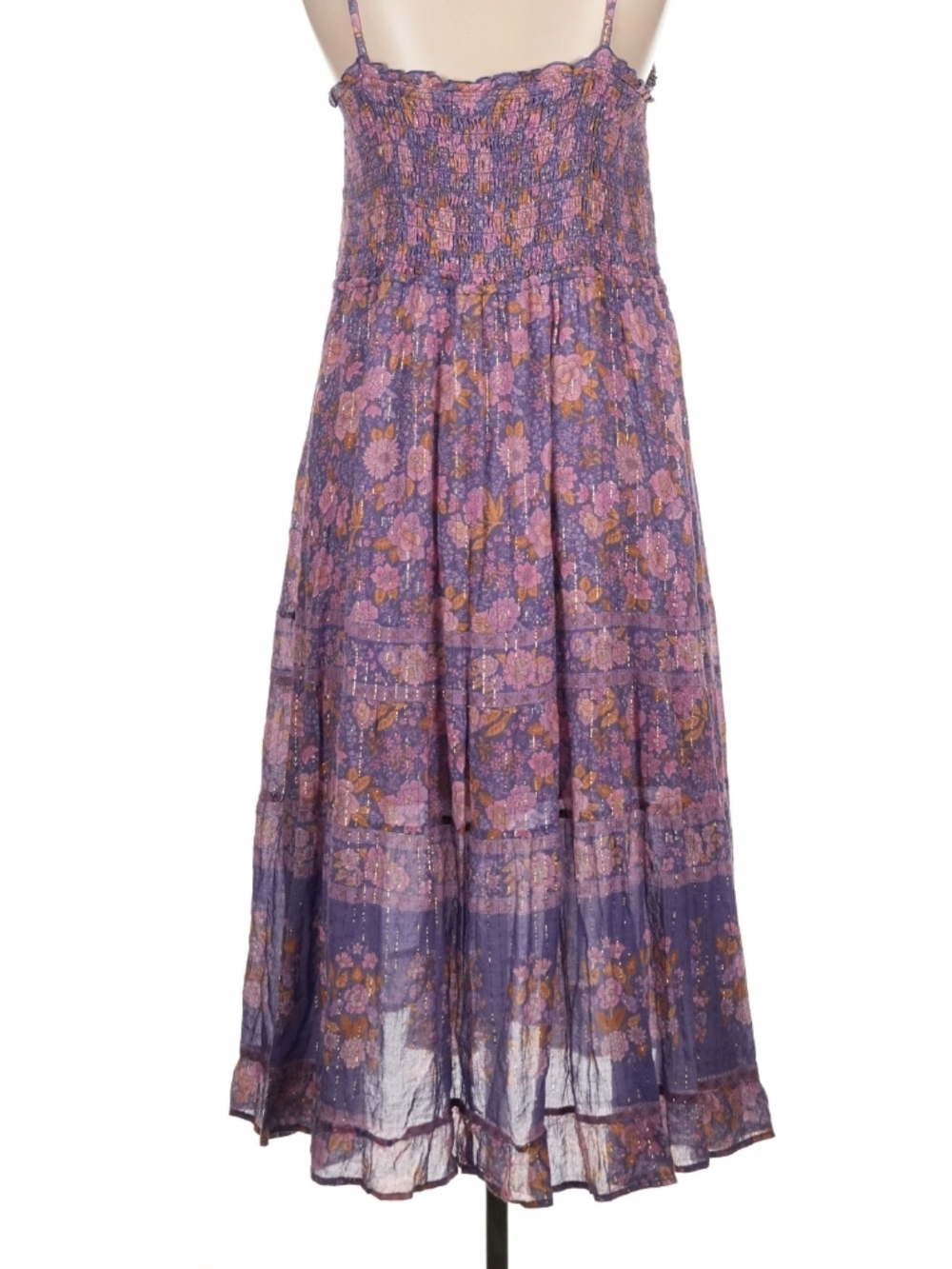 Spell Purple Floral Maxi Dress with Smocked Bodice